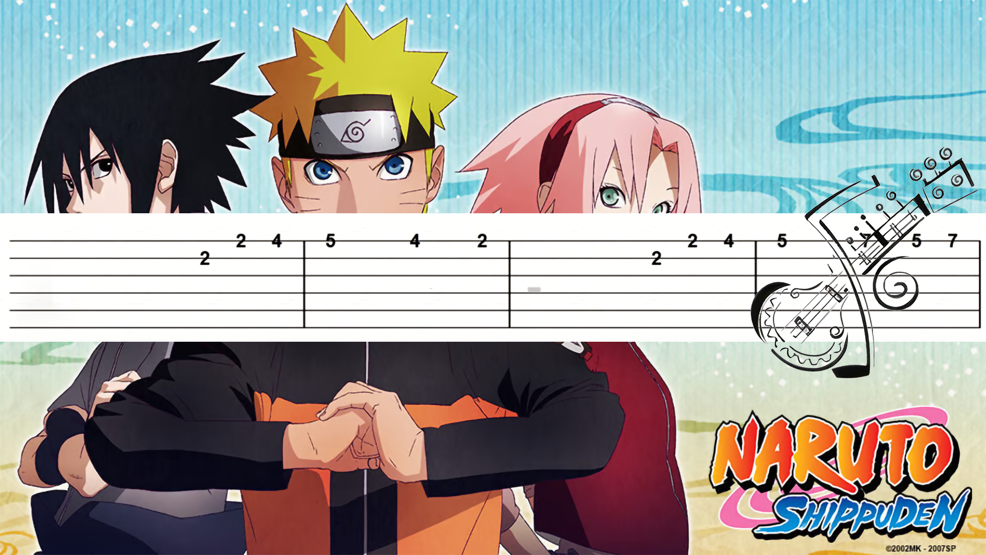 吉他乐谱火影忍者疾风传青鸟bluebird吉他单音六线谱