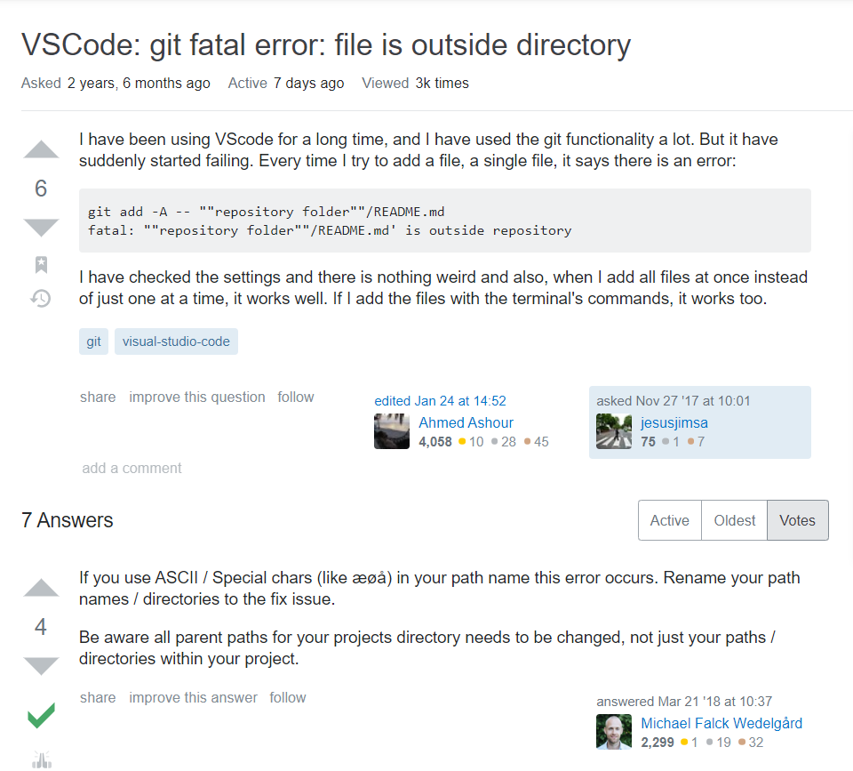 Vscode fatal outside repository 