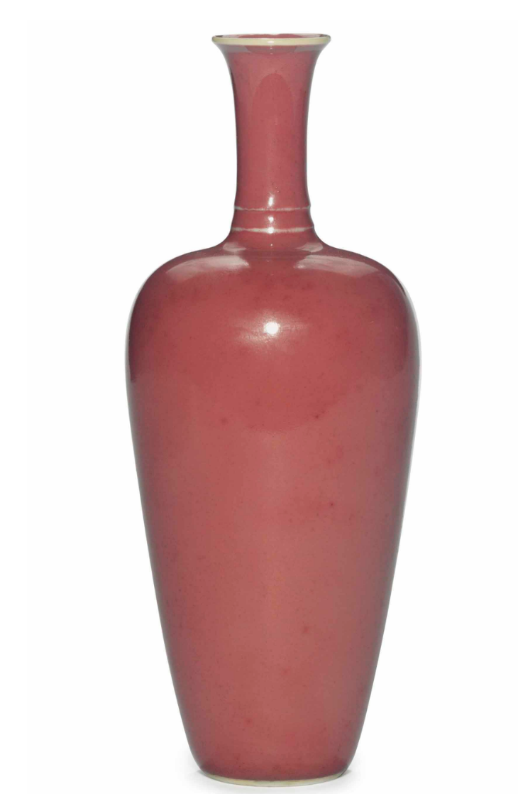 A very rare peachbloom-glazed willow-leaf vase, Mark and