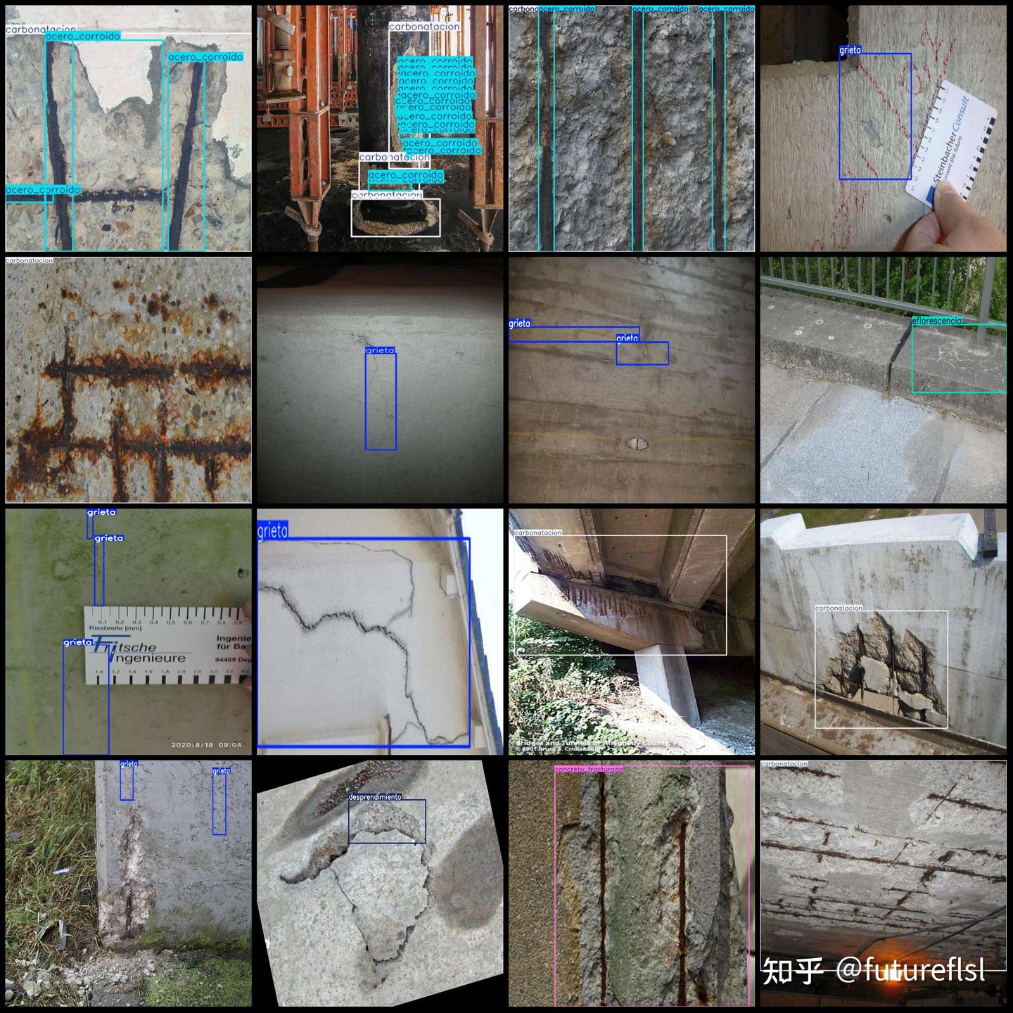 建筑物混凝土裂缝剥落泛碱碳化缺陷识别检测数据集VOC+YOLO格式5275张10类别 - 知乎