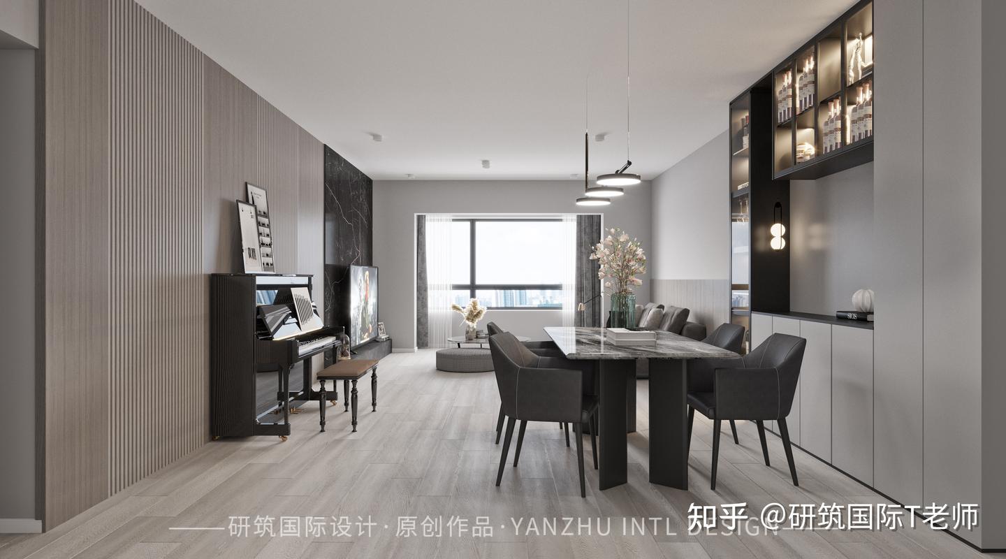 130㎡现代风| 以黑白灰为主色调 |简单大气|客厅做护墙板隐形门设计 - 知乎