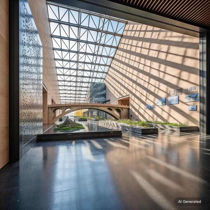 桥梁展览馆设计:在钢铁与光影中重构城市地标|百艺堂展示 - 知乎