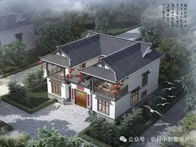 48款二层中式合院别墅,二层新中式四合院农村自建房别墅设计图 - 知乎