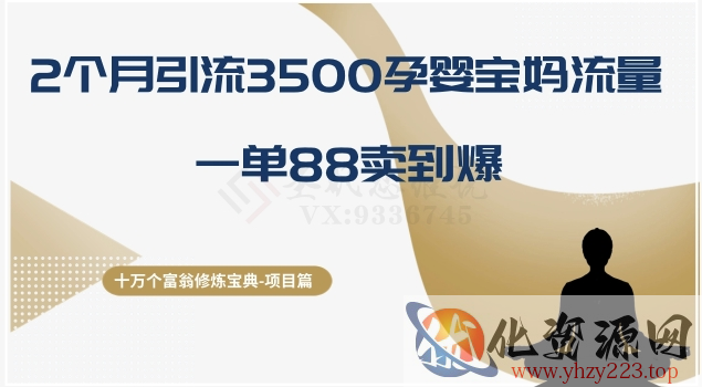 十万个富翁修炼宝典之13.2个月引流3500孕婴宝妈流量，一单88卖到爆