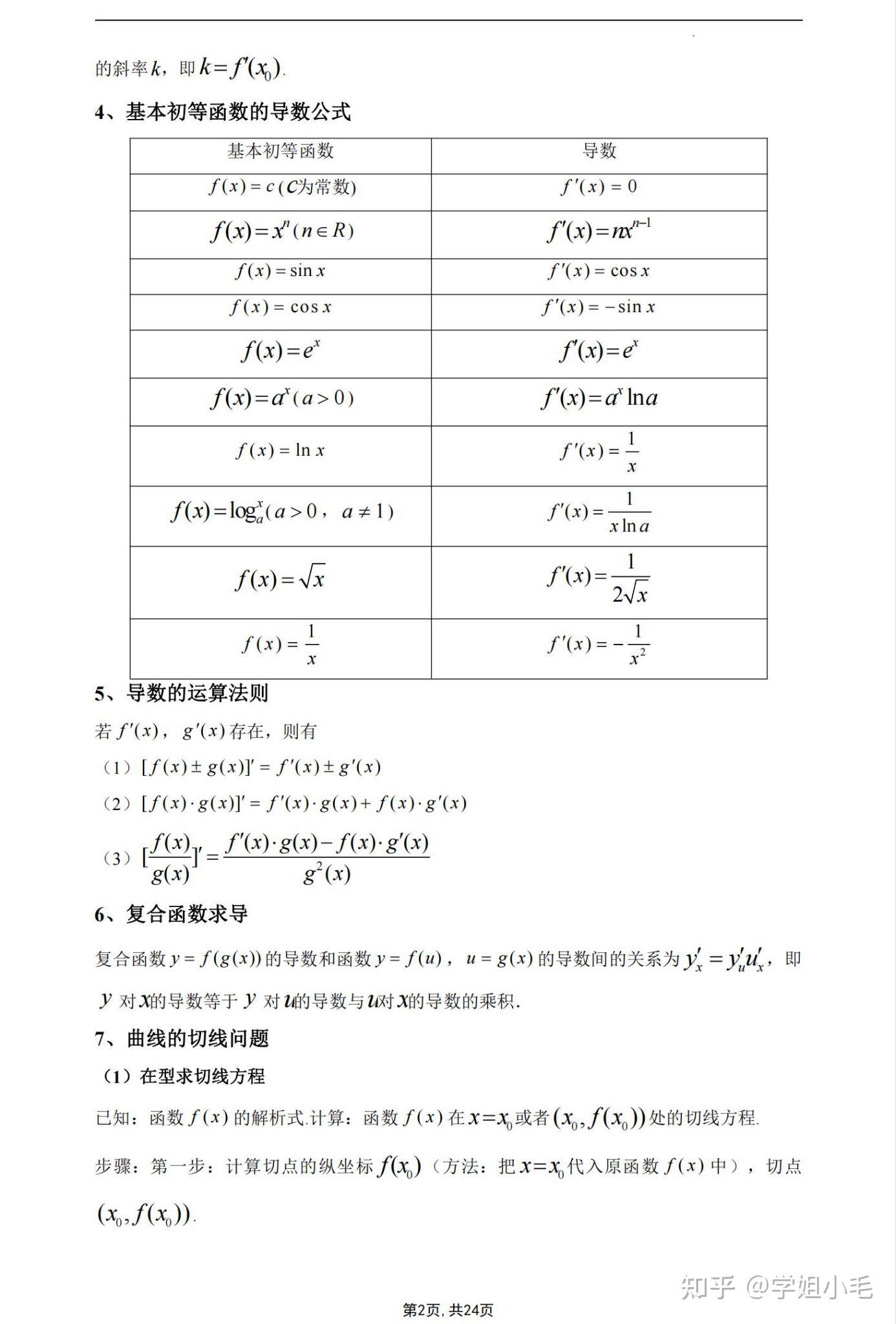 高中数学导数知识点! - 知乎