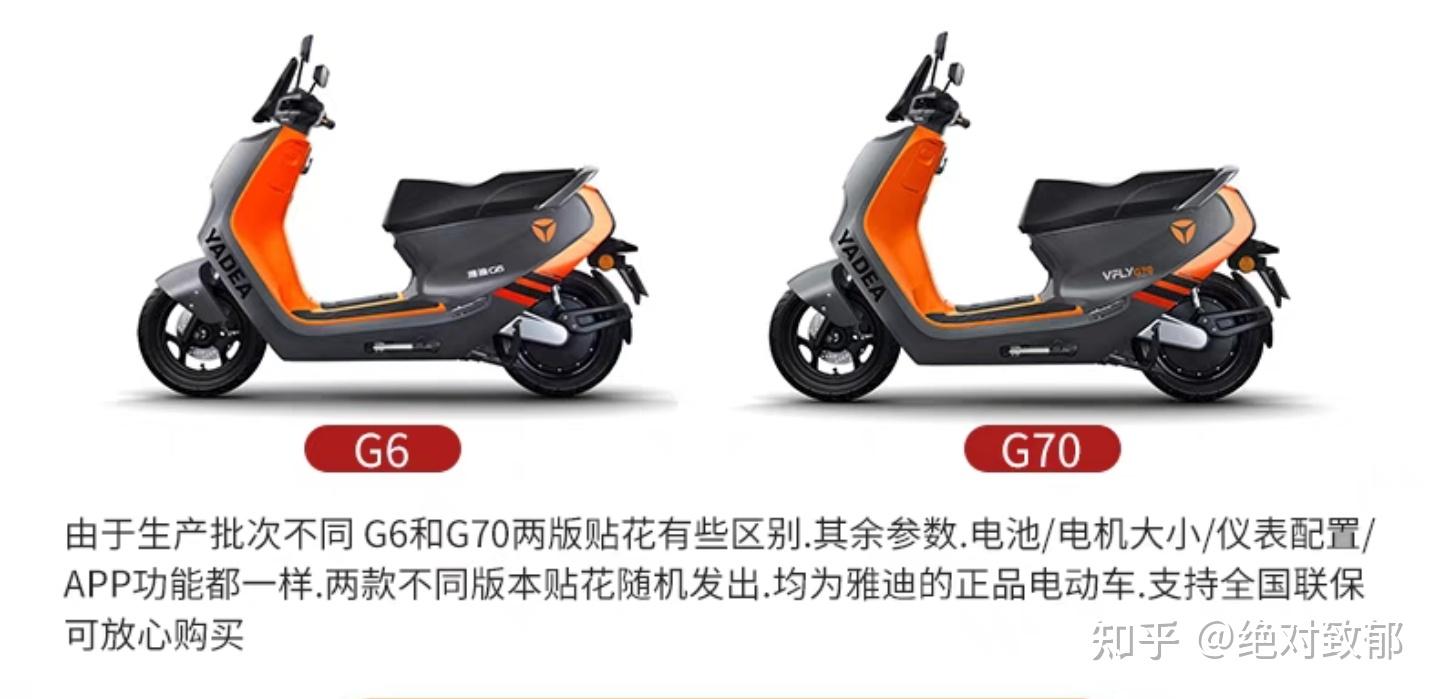 雅迪电动车g70和g6的区别? - 知乎