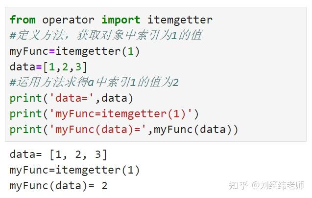 定义一个方法，作用到对象上获取对应索引的值 operator.itemgetter() - 知乎