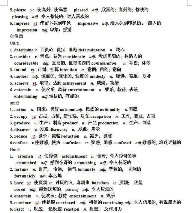 高中英语:必修1——选修8“派生词”汇总,衡中人手一份!收藏 - 知乎