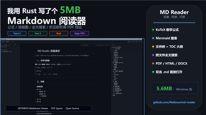 我用 Rust 写了个 5MB 的 Markdown 阅读器，启动只要 0.3 秒 - 知乎