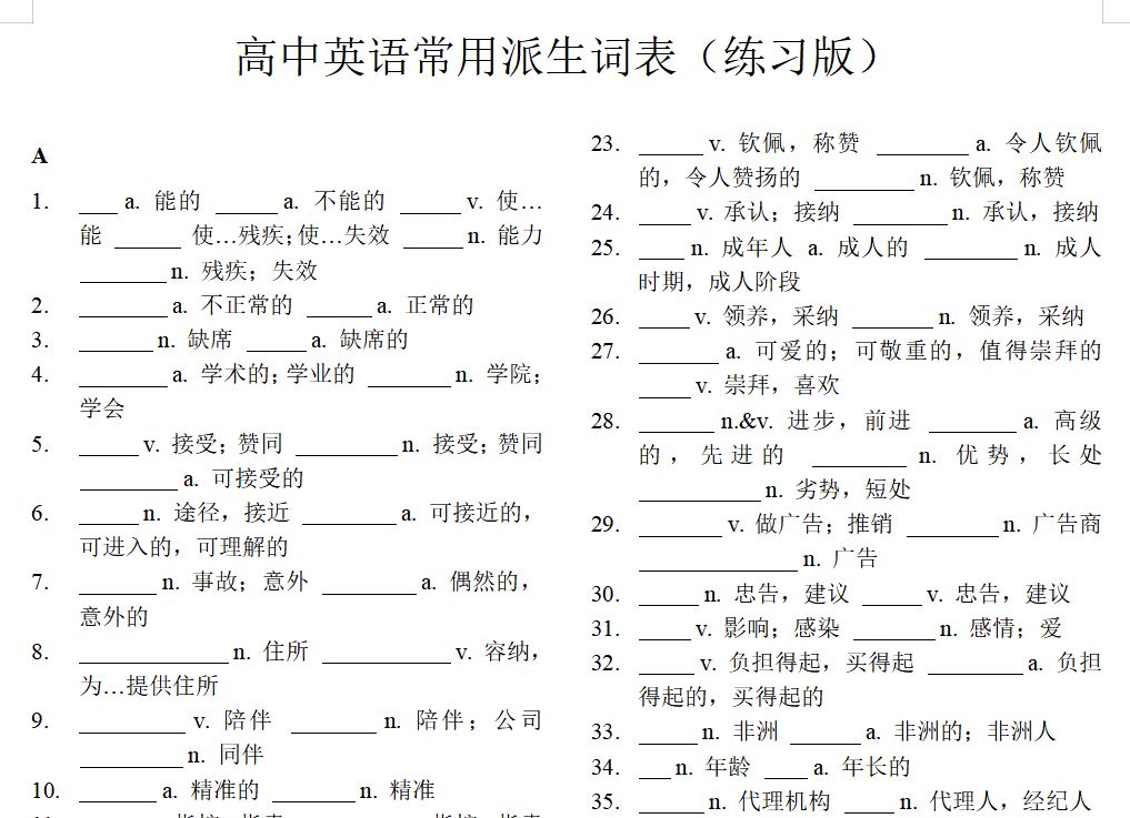868组高中英语常用派生词 - 知乎