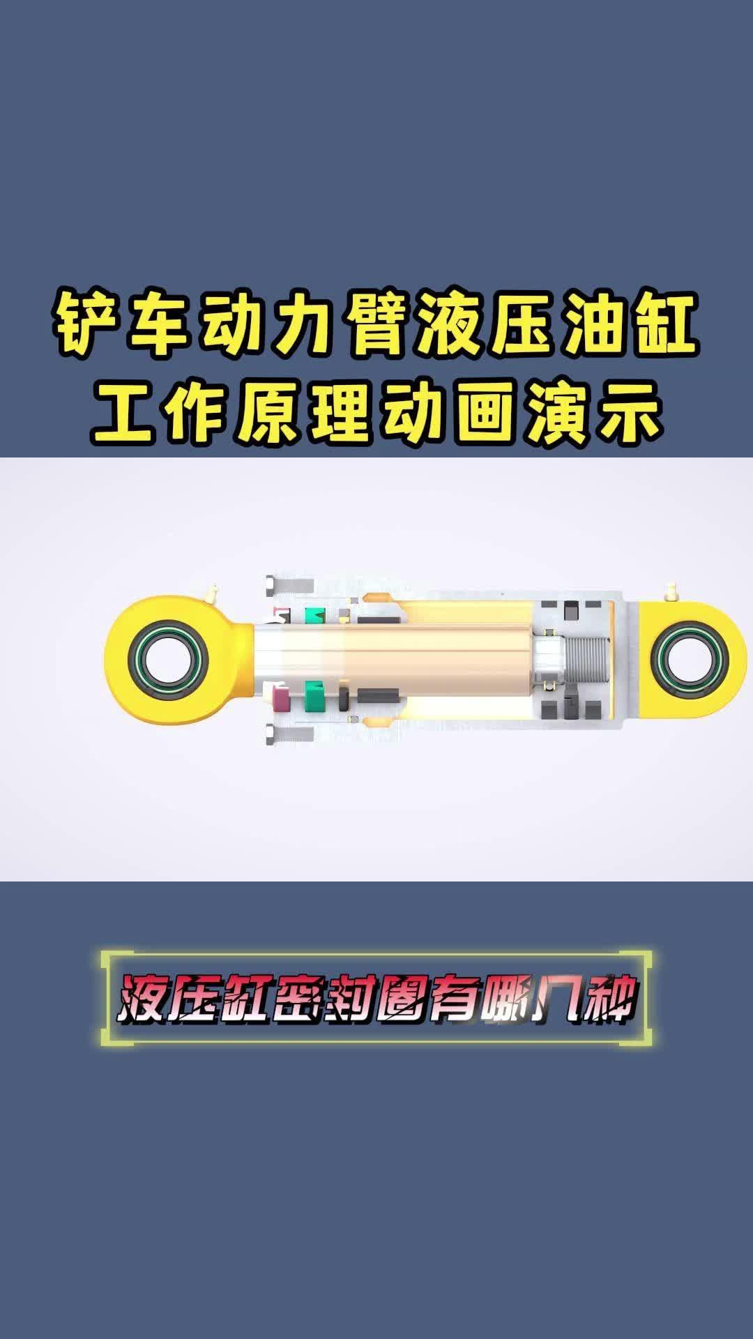 铲车动力臂液压油缸工作原理动画演示