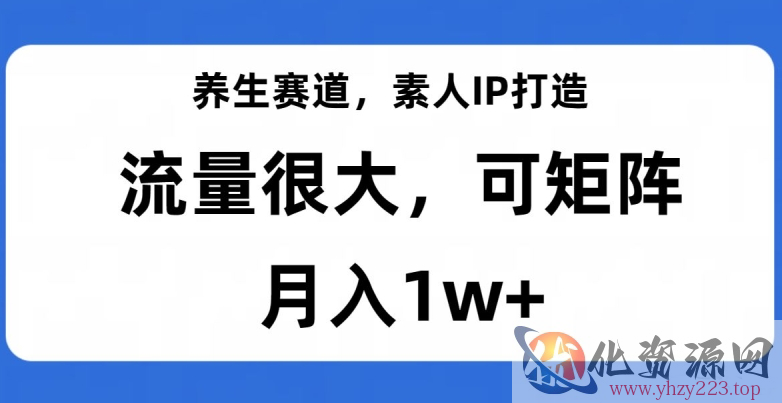 养生赛道，素人IP打造，流量很大，可矩阵，月入1w+【揭秘】