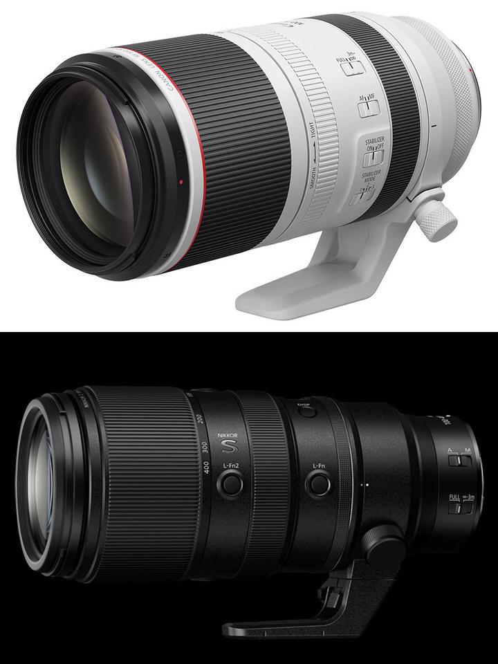  canon rf 100 500mm l nikon z 100 400mm s 