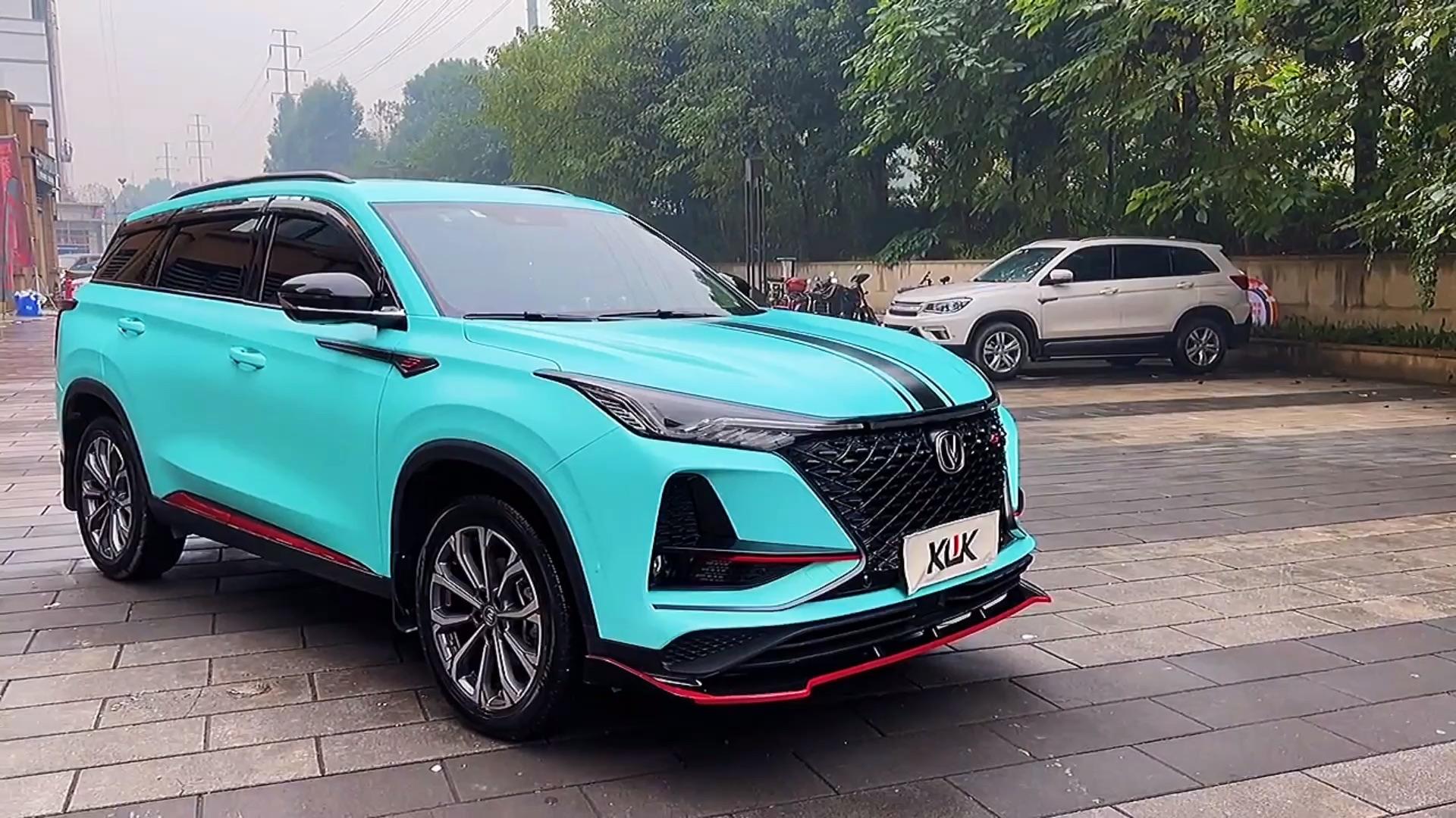 长安cs75plus车身改色漆面电光蒂芙尼,小姐姐看了都喜欢的颜色!