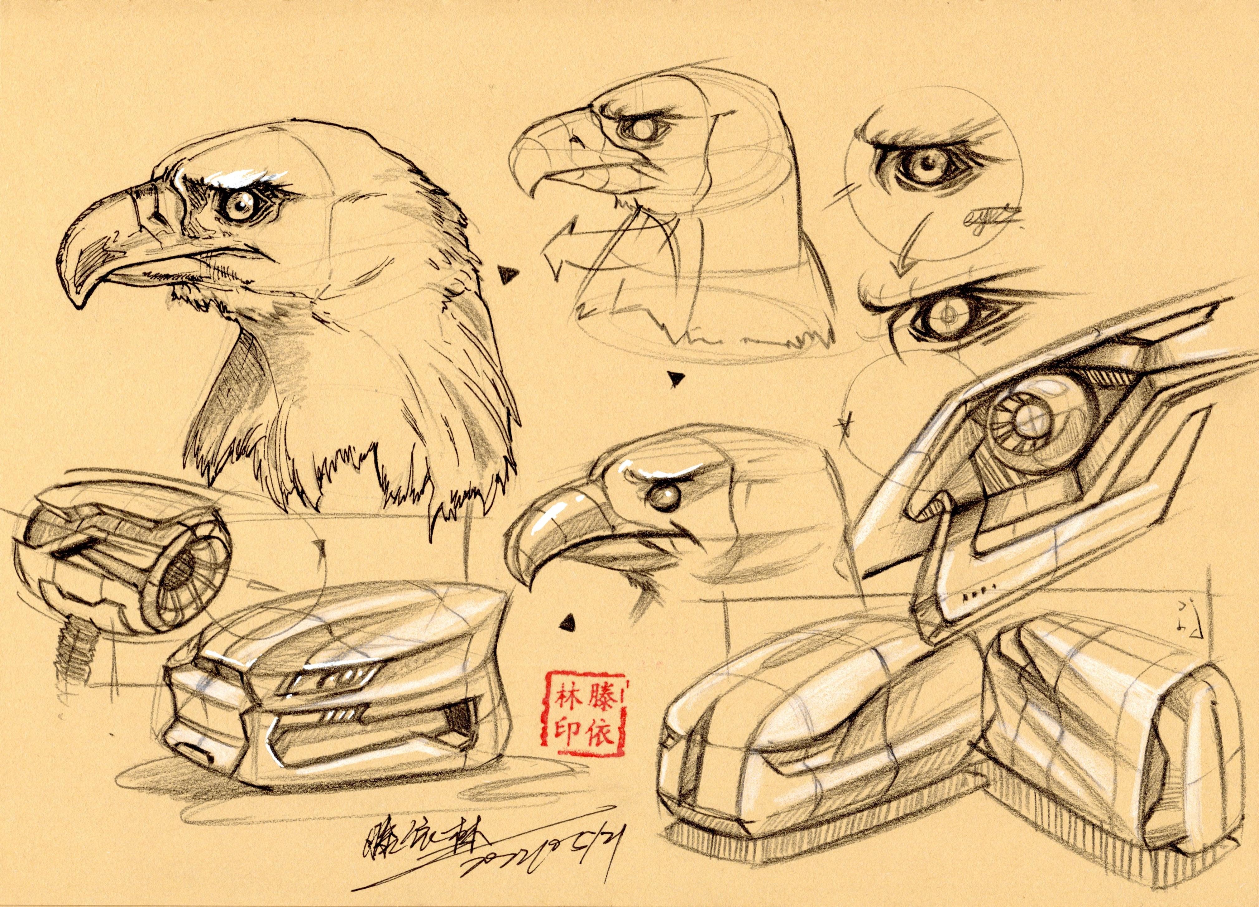 工业产品设计手绘仿生造型积累老鹰