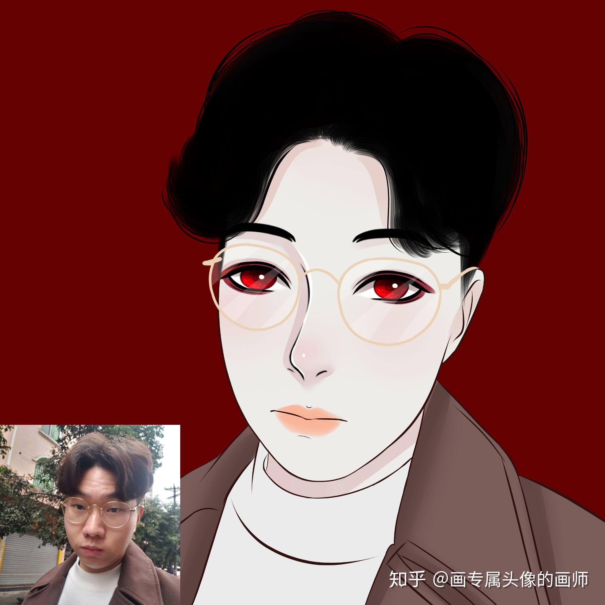 网友们有没有白发二次元男生红眼睛一手捂眼露出一条缝隙眼发红光背景