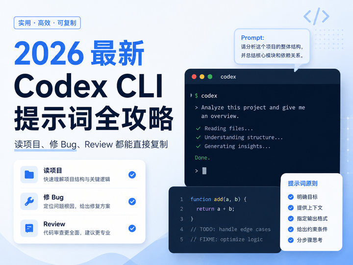 2026 最新 Codex CLI 提示词全攻略：读项目、修 Bug、Review 都能直接复制 - 知乎