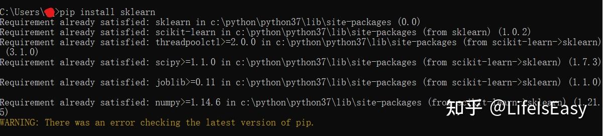 WARNING:There was an error checking the latest version of pip - 知乎