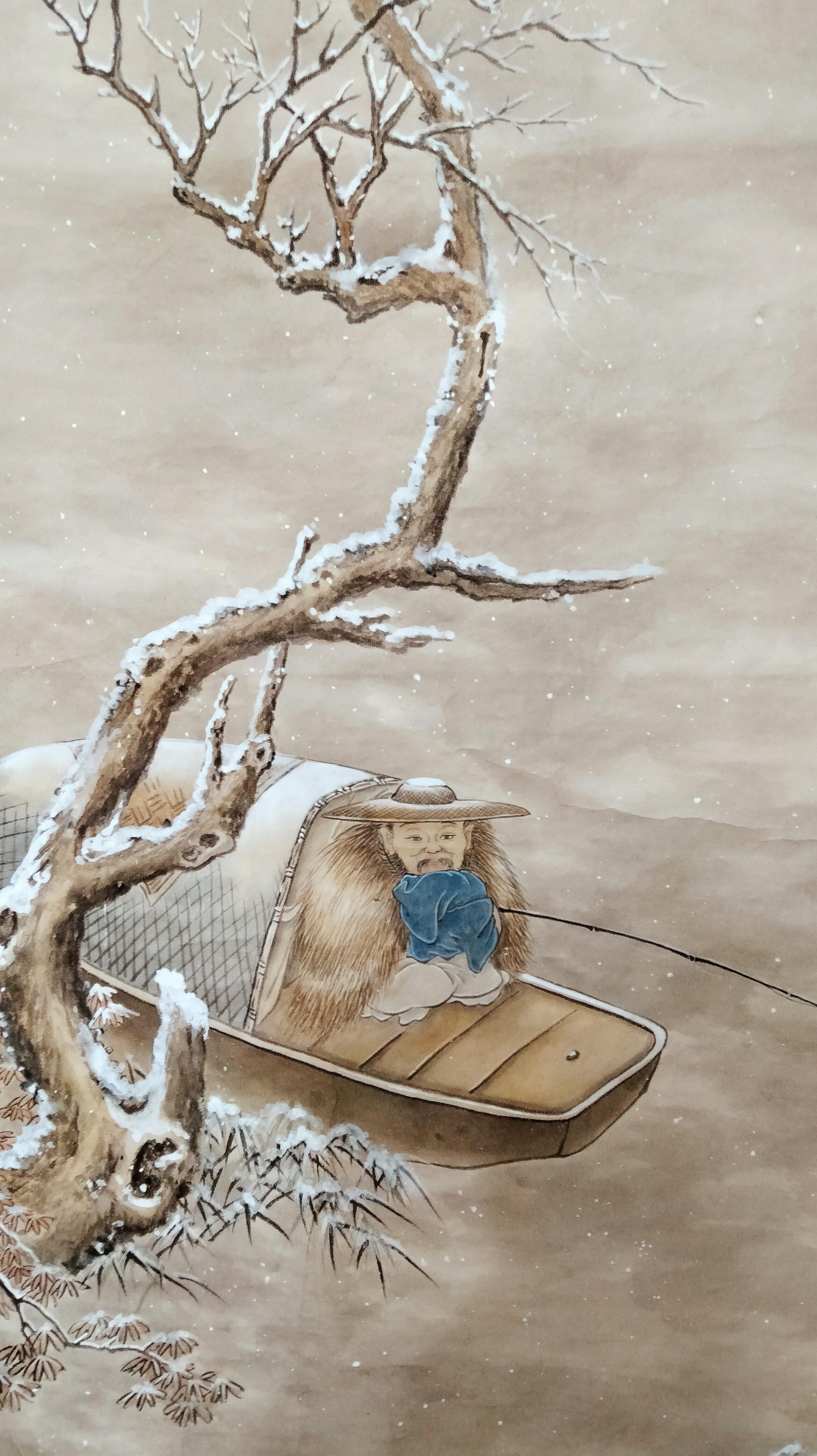 界画寒江工笔人物界画寒江独钓图