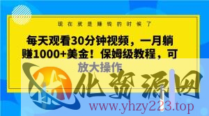 每天观看30分钟视频，一月躺赚1000+美金！保姆级教程，可放大操作【揭秘】