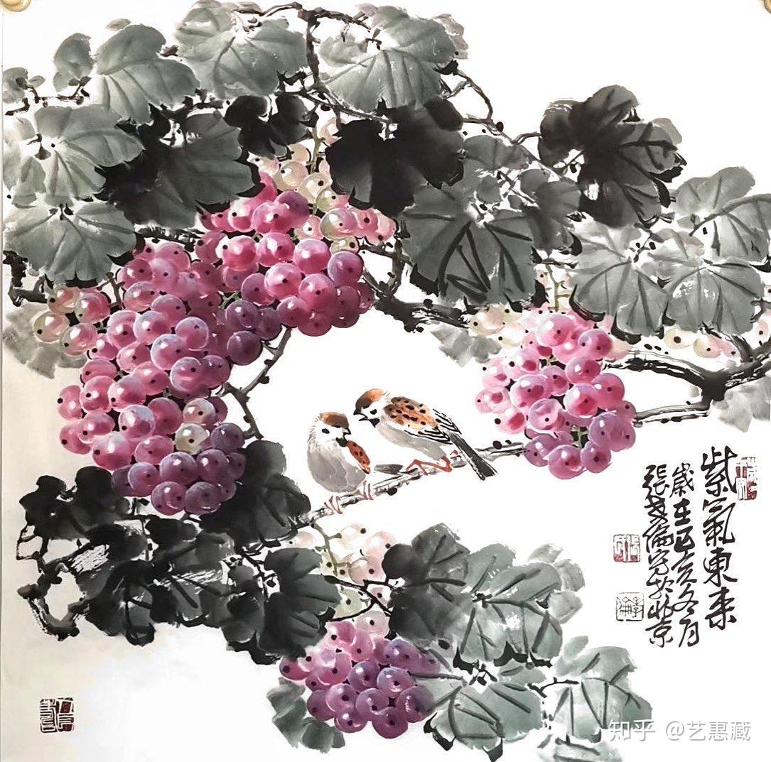 张孝伦国画写意葡萄——如此晶莹剔透的葡萄,你不想来一串吗? - 知乎