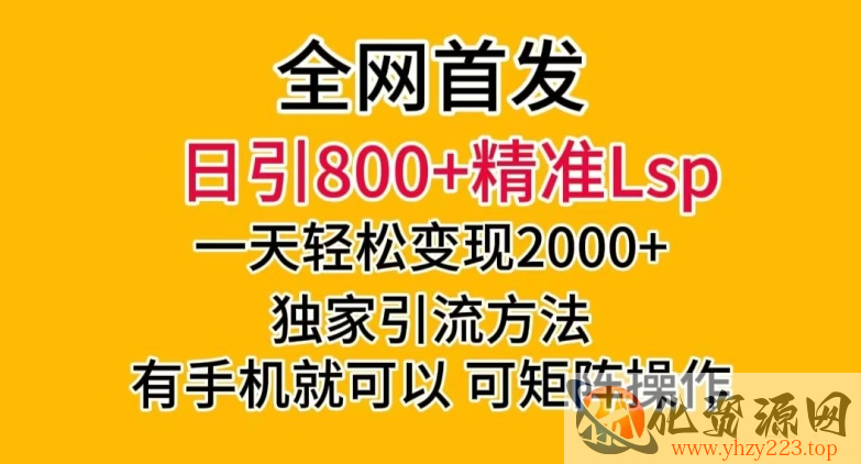 全网首发！日引800+精准老色批，一天变现2000+，独家引流方法，可矩阵操作【揭秘】