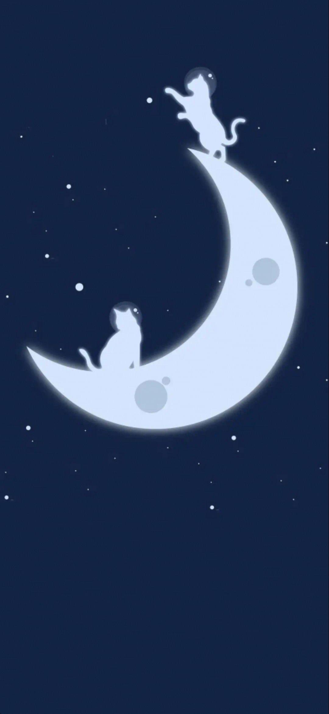 有没有月亮与猫同屏的壁纸无水印