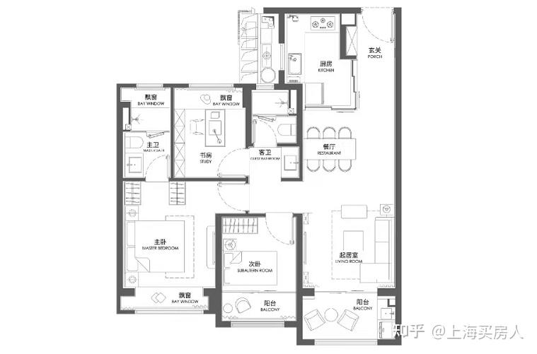 户型图曝光!普陀·内中内「招商·苏河玺」建面约105-160㎡3-4房!售楼处即将开放! - 知乎
