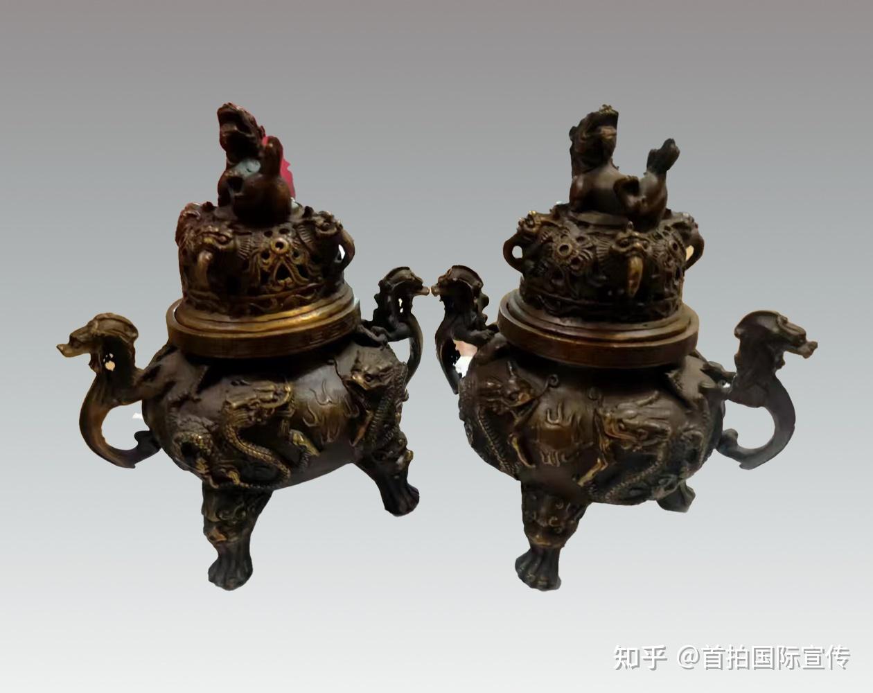 極上珍品 銅製細工 龍香炉 薫香炉 文房置物 賞物 古仏具 館