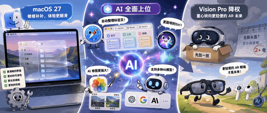 苹果被曝Vision Pro团队去年已拆分,Safari浏览器、Siri的AI升级成重点