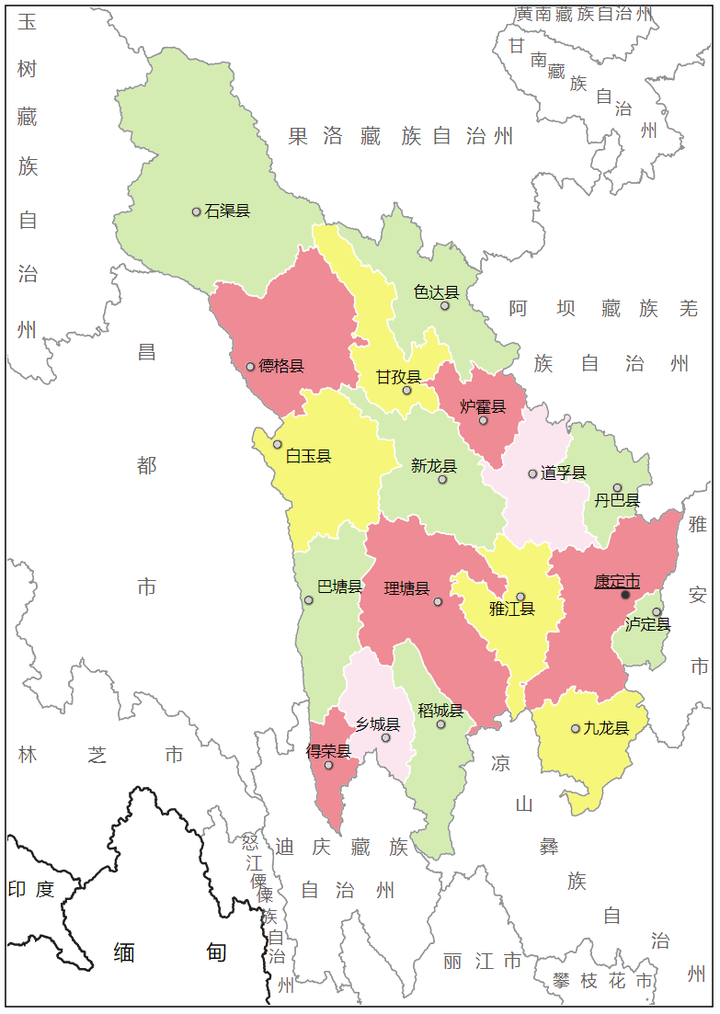 四川甘孜州地图 zhuanlan.zhihu.com