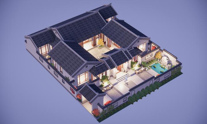润润四合院设计刘鹰：河北唐山一层仿古四合院23.8×28.9，二进式6庭院 - 知乎