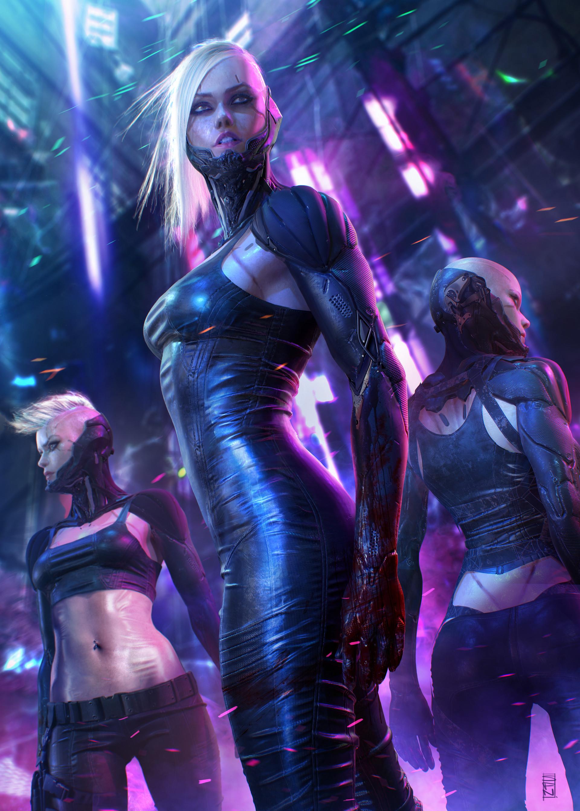 有没有什么好看的赛博朋克风的插画