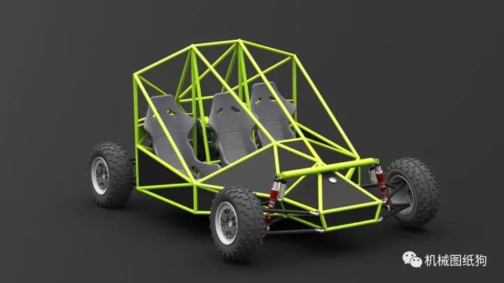 卡丁赛车3人卡丁车设计图纸step格式小型越野车3d建模