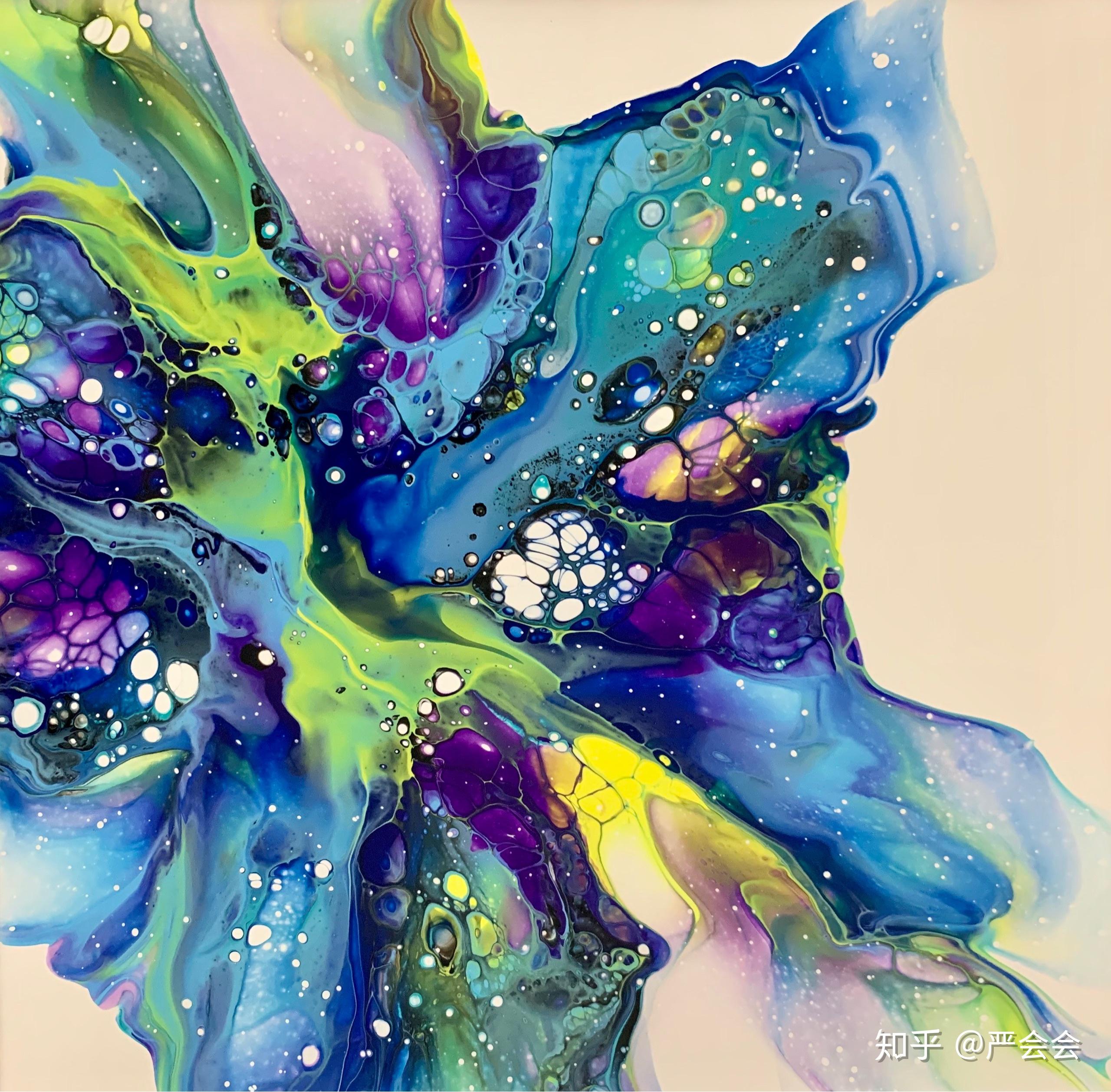 抽象流彩油画或丙烯画是怎么画出来的?