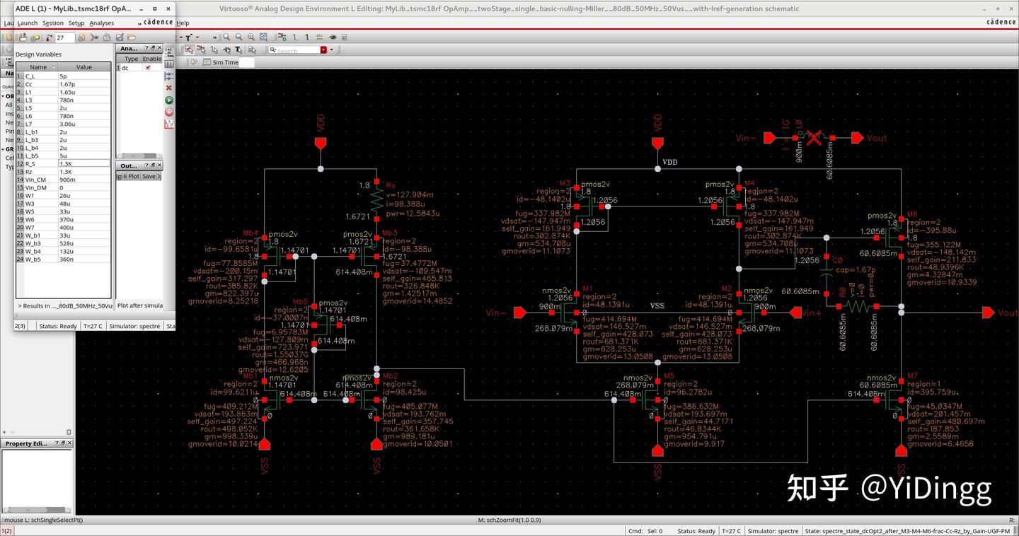 202506 台积电180nm 米勒补偿两级运放(二)：设计迭代与前仿结果(Design Iteration and Pre-Layout  Simulation) - 知乎