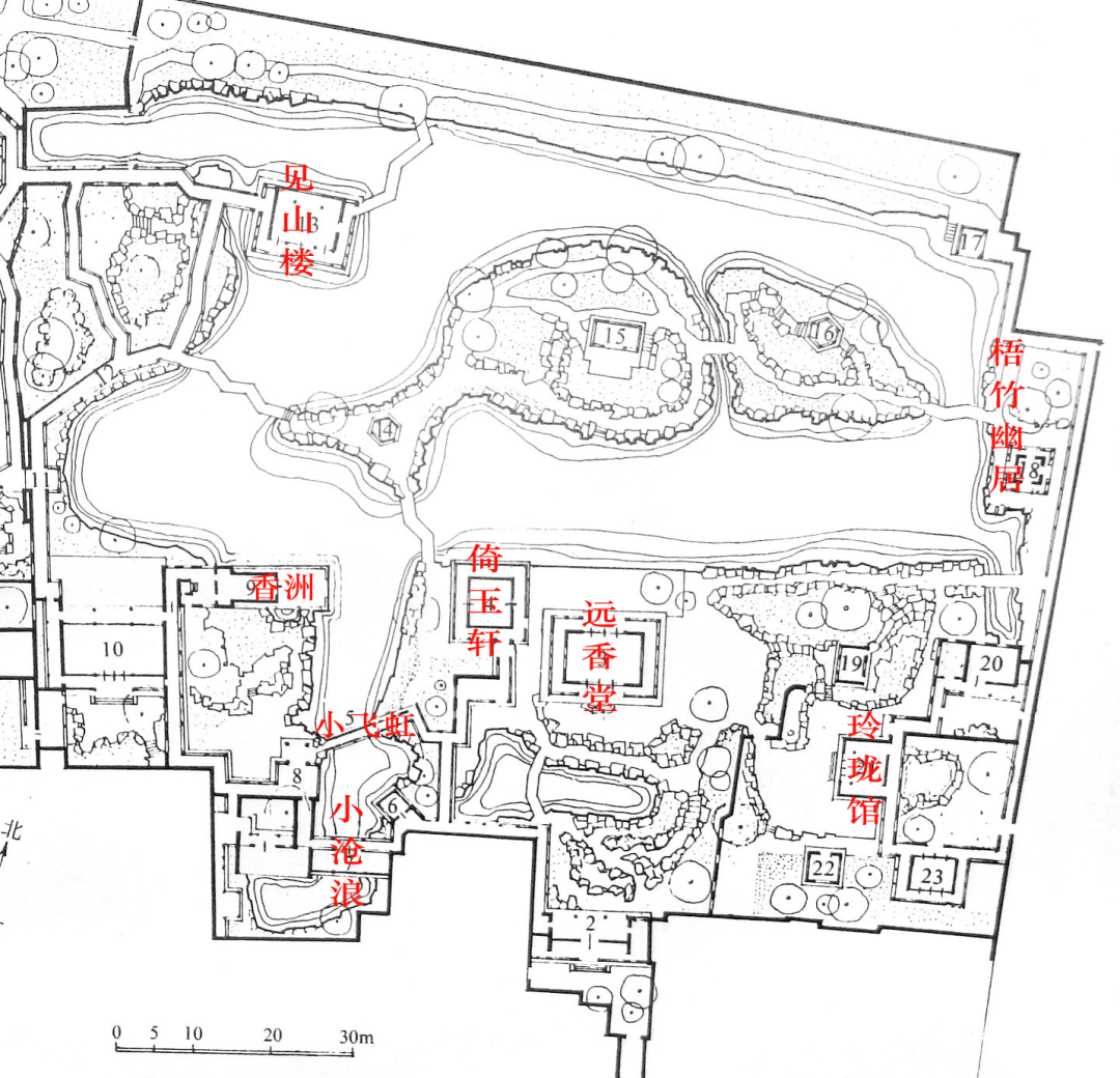 拙政园中部平面图图片