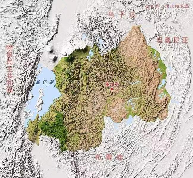 卢旺达地形地图,图源:见水印,侵权删