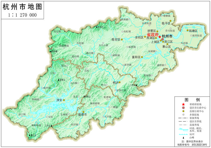 杭州绍兴湖州温州地形图