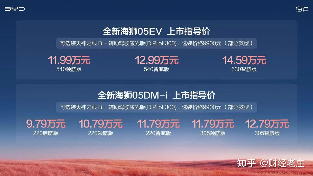 比亚迪全新海狮05和元上市,定价9.79万元起,选装天神之眼