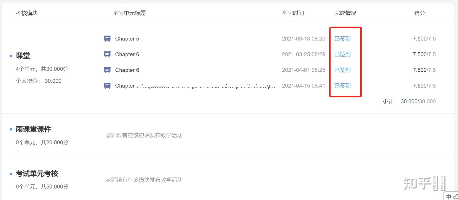 雨课堂里学生端能看到自己的签到情况吗