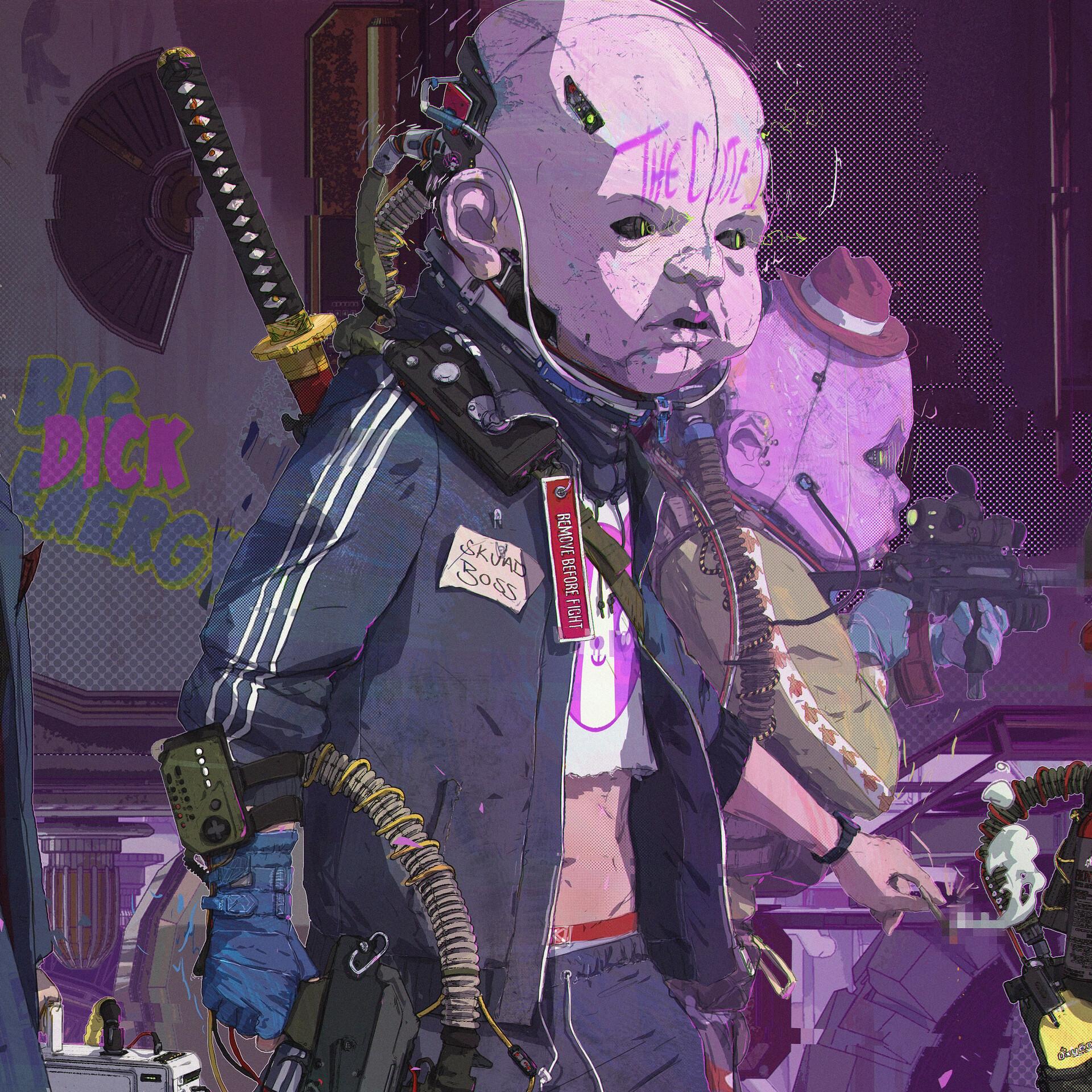 有没有什么好看的赛博朋克风的插画