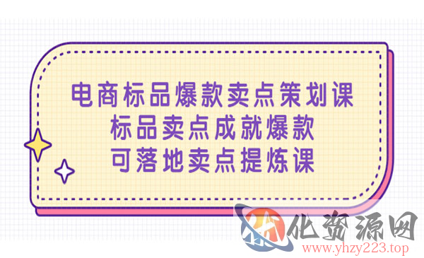 《电商标品爆款卖点策划课》标品卖点成就爆款，可落地卖点提炼课_wwz