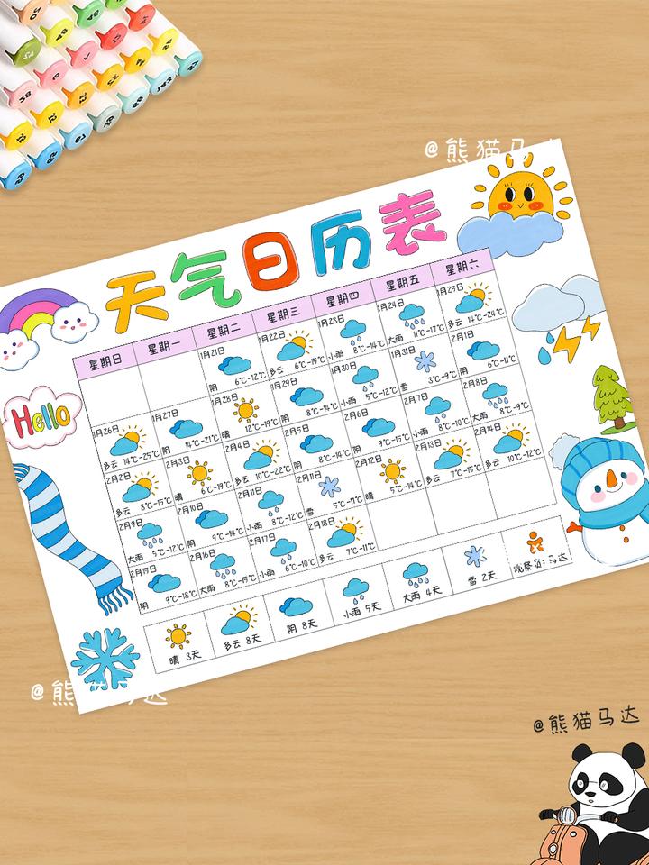 天气日历表手抄报193❄