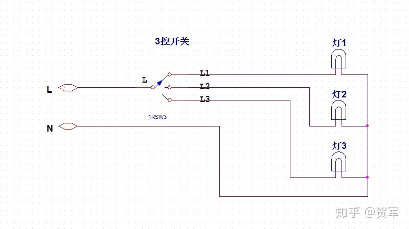 刚买了一个三开的开关,有l l1 l2 l3就是没有n 零线往哪接啊? - 知乎
