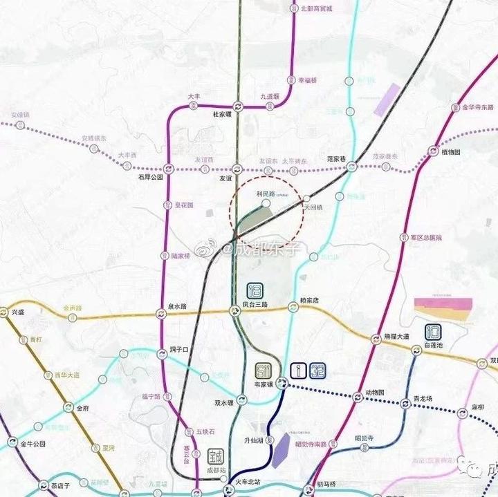 網友繪製的新版成都地鐵規劃線路圖涉及9號線和18號線調整