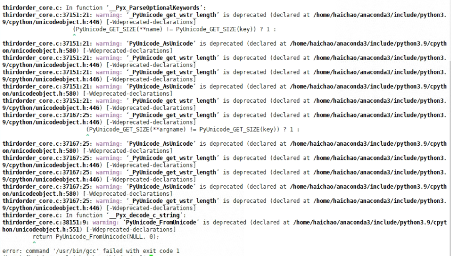 Thirdorder error command usr bin gcc failed 