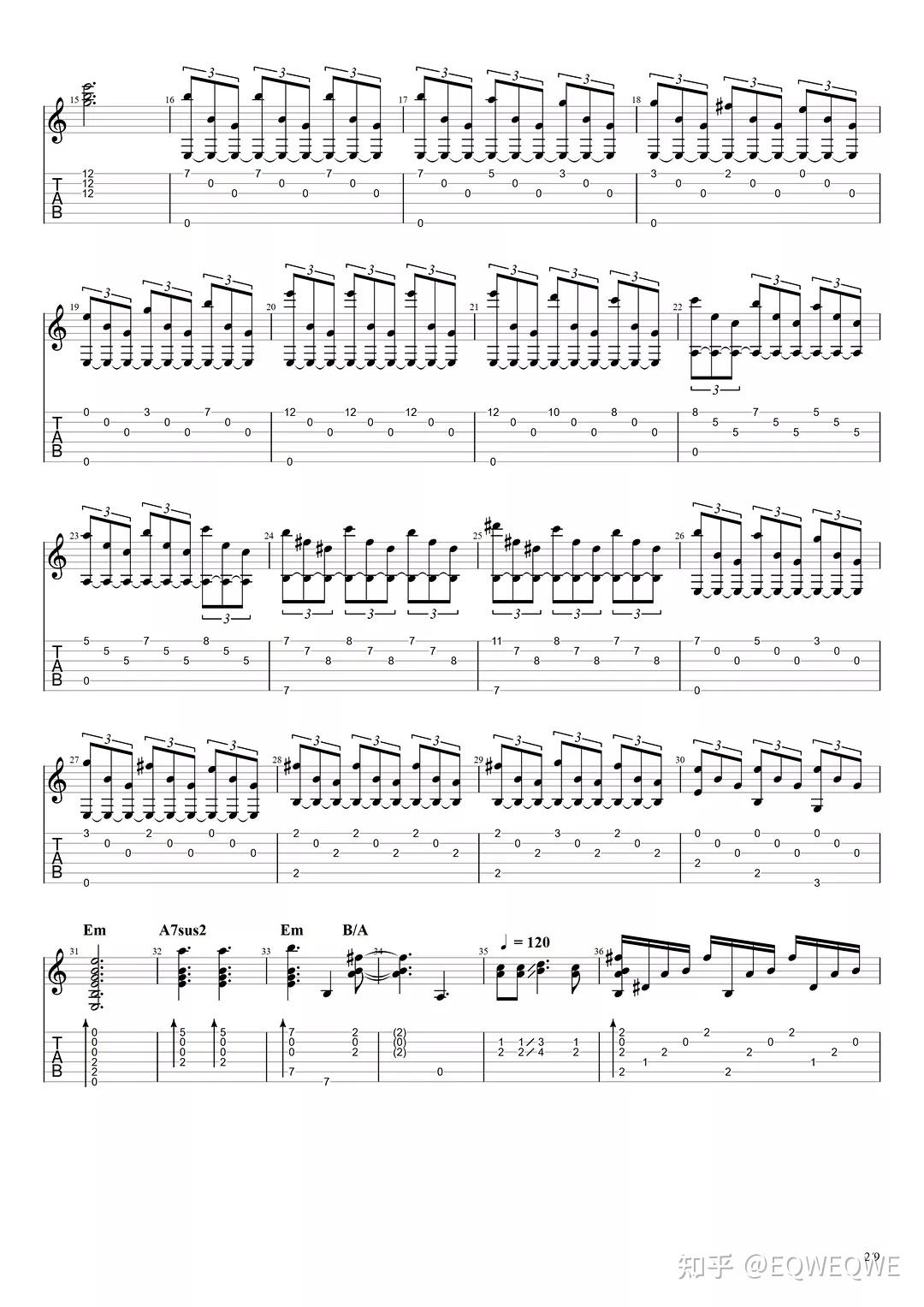 吉他音阶练习----一个八度的和弦琶音（4）----从7音出发 - 知乎