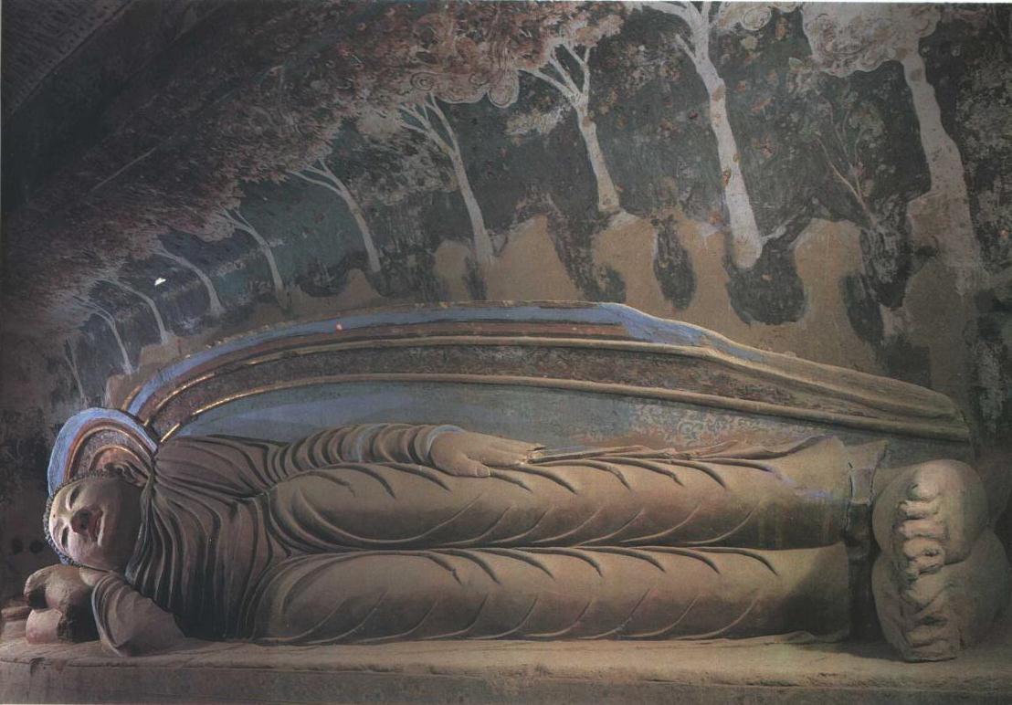 神游千年,大美敦煌】初唐-332窟:涅槃经变壁画与卧佛、三铺立像 神游千年,大美敦煌】初唐-332窟:涅槃经变壁画与卧佛、三铺立像