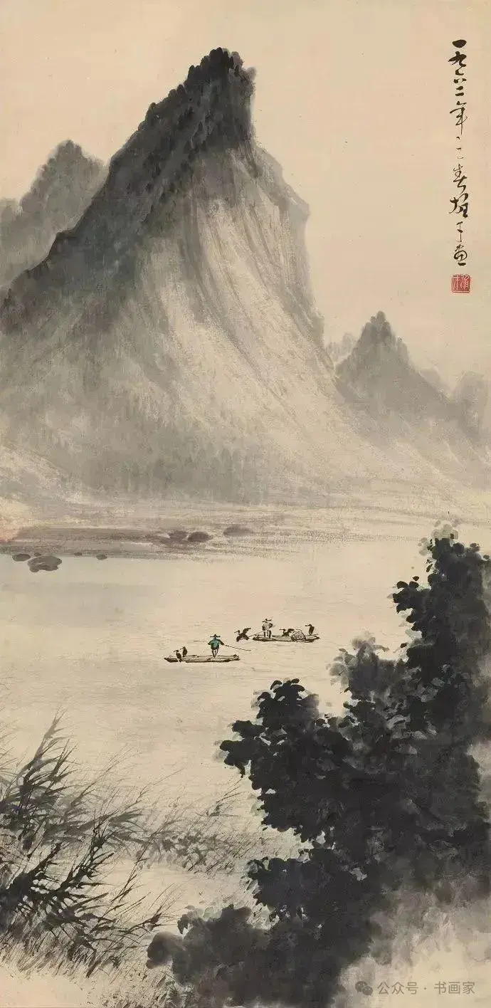 黎雄才 山水画 長巻 掛軸 約326cm 黎雄才 山水画 長巻 掛軸 約326cm